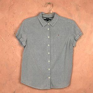 Women's Tommy Hilfiger Denim Short Sleeve Button-Down/Denim Collared Shirt Women